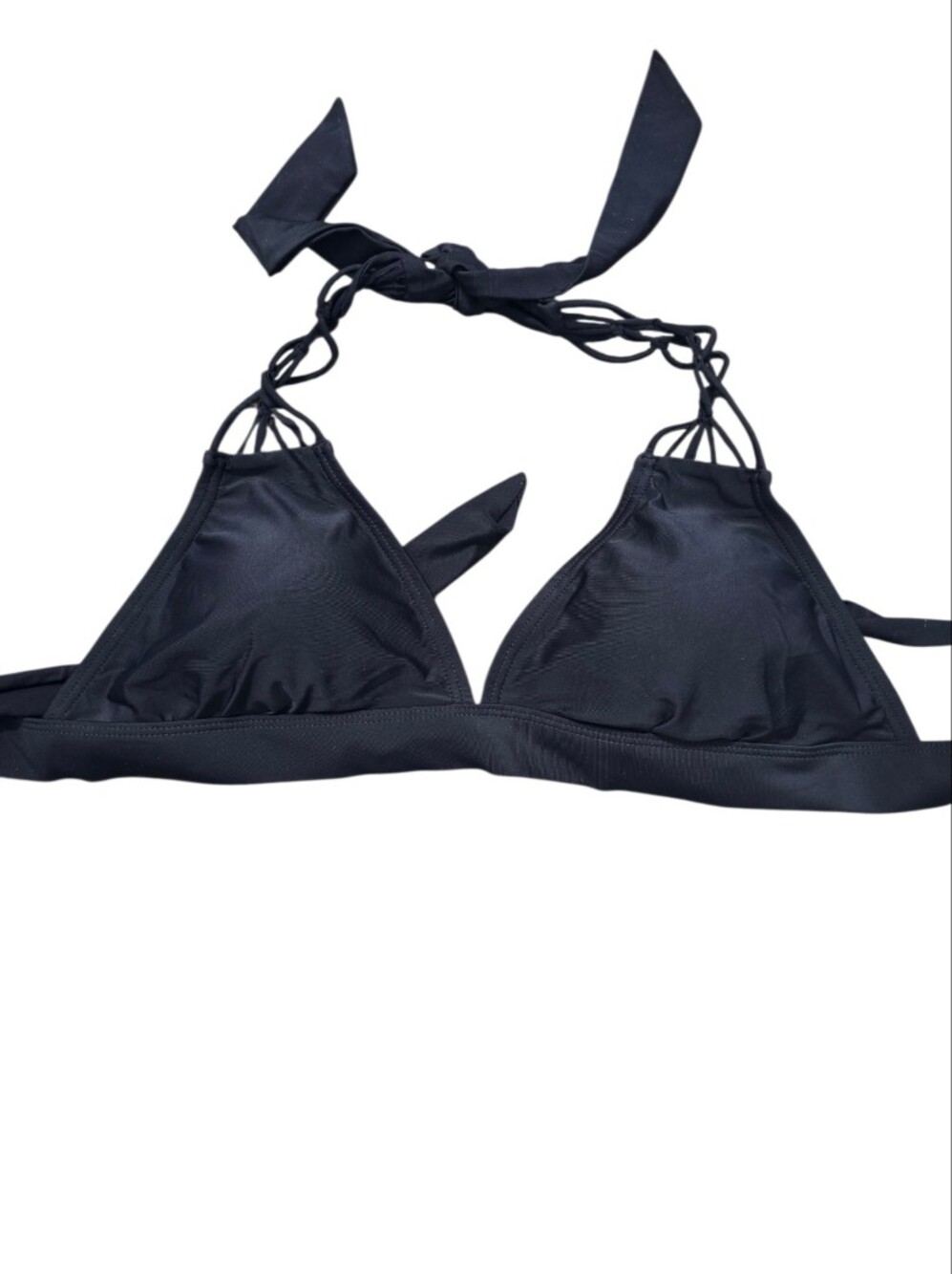 🫯 5 For $25🫯Bikini VILLAGE Black Strappy Triangle Bikini Top
